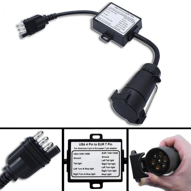 216393750 Перехідник адаптер на американську розетку фаркопа с 4pin (USA) на 7pin (EU)