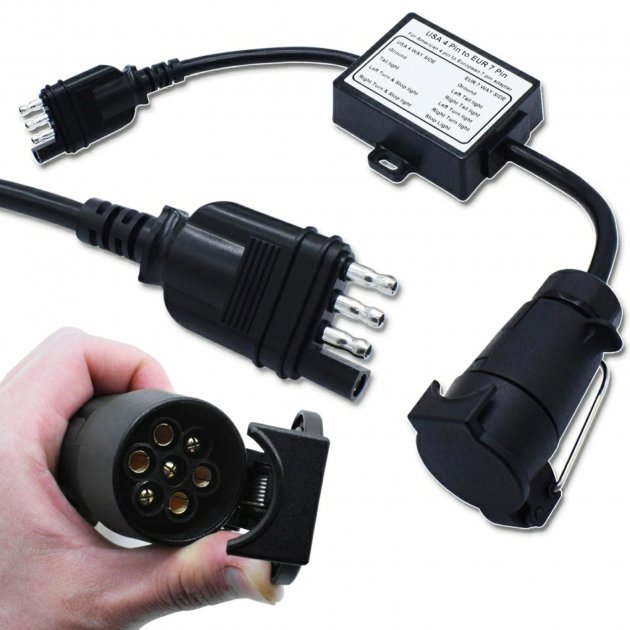 Адаптер фаркопа 4 pin USA на 7 pin EU — tule.com.ua Перехідник адаптер на американську розетку фаркопа с 4pin (USA) на 7pin (EU)