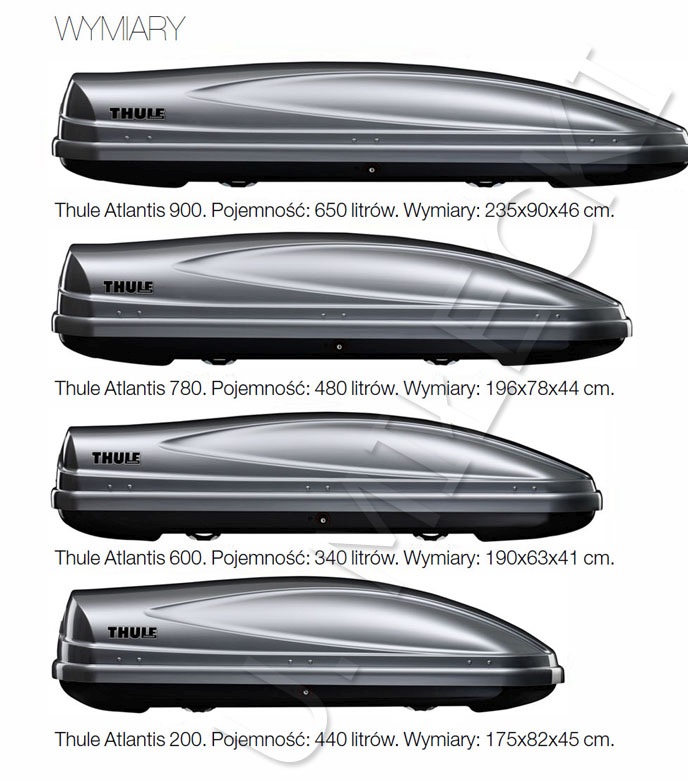 atlantis_wymiary_700_logo Б/у бокс Thule Atlantis 900 XXL сірий глянець на 650л
