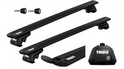 Багажник чорний (комплект) для авто з рейлінгами Thule WingBar EVO 711x Black + Thule 7104 EVO